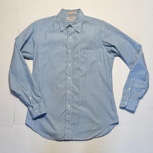 PAUL STUART Vintage Men's Blue Green White Pinstripe Button Up Dress Shirt 15 35